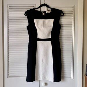 Loft Size 2P Petites Summer Knit Dress Sleeveless Black and White Block Pattern